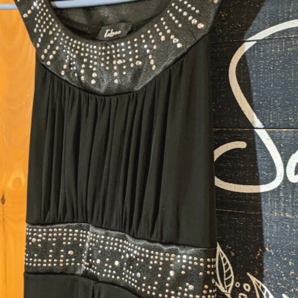 Taboo Long Black Egyptian Vibes Maxi Dress Gown Rhinestones Stud detailing Sz Sm - Picture 9 of 13